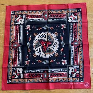Vintage Bandana Southwestern Aztec Design Handkerchief Made In USA